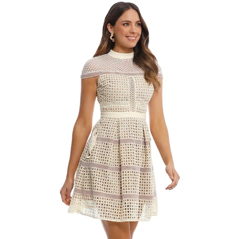 Self-Portrait Crosshatch Yellow Dress
